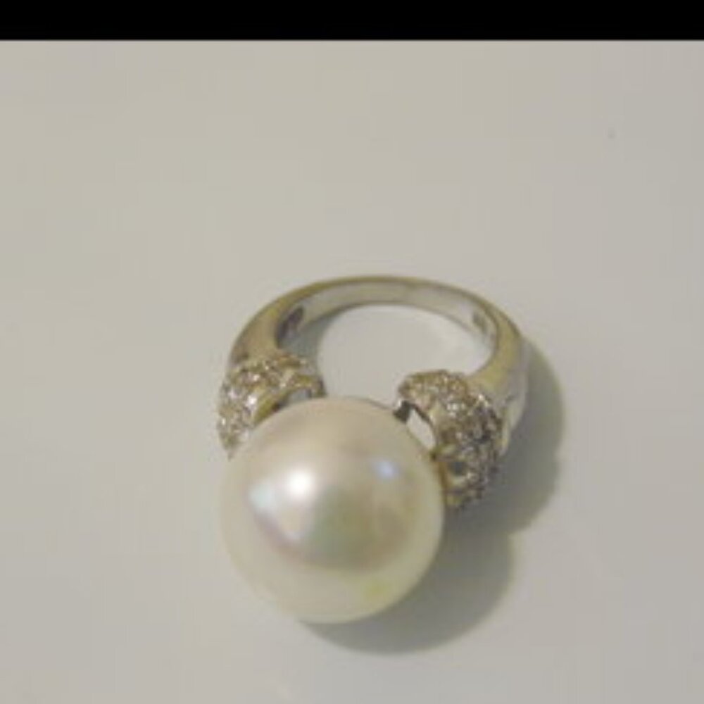 Pearlfection Classic White Faux South Sea Pearl Ring 7